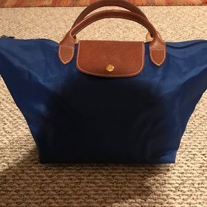 Long Champ Short Handle Cobalt Med Bag